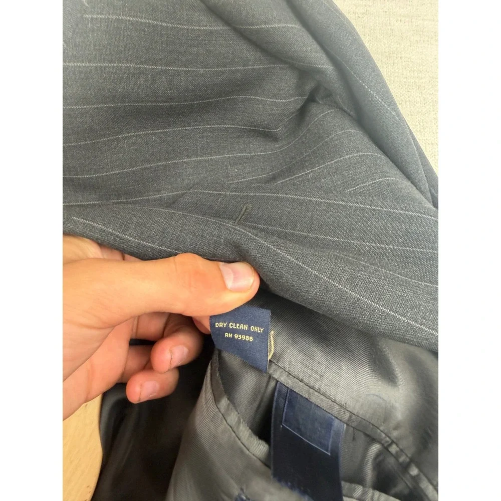 Brooks Brothers 346 Mens 46L Pinstripe Wool Stretch Blazer Charcoal‎ Grey